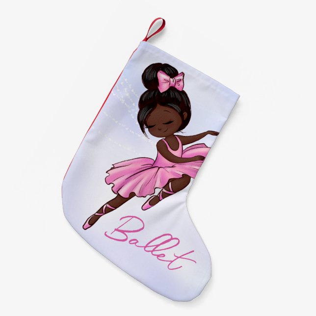Petite Chaussette De Noël Danse de ballet rose Tutu afro-américaine Ballerin (Devant (Accrochage))