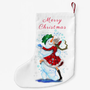 Petite Chaussette De Noël Danseurs de neige et de filles Danser amusant Noël