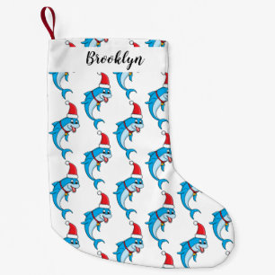 Petite Chaussette De Noël Dauphin mignon avec dessin animé du chapeau du Pèr