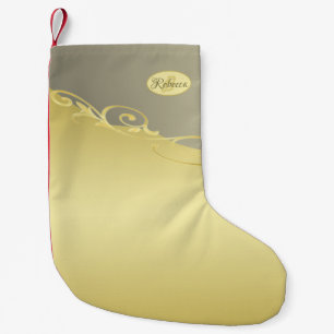 Petite Chaussette De Noël Décor de luxe sur or & argent, Monogramme