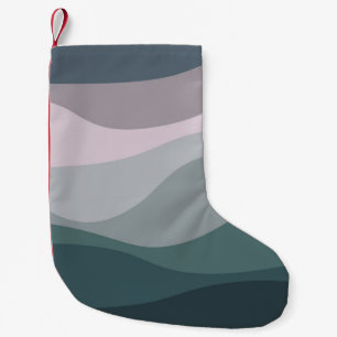 Petite Chaussette De Noël Décor de vagues de style rétro violet et turquoise