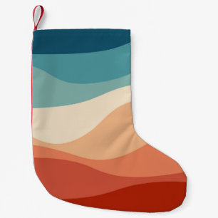 Petite Chaussette De Noël Décor des vagues de style rétro coloré
