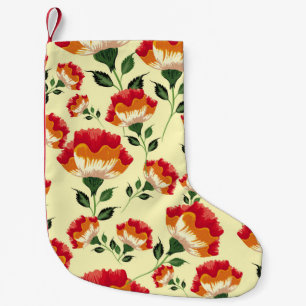 Petite Chaussette De Noël Décor fleuri et motif sans charme.