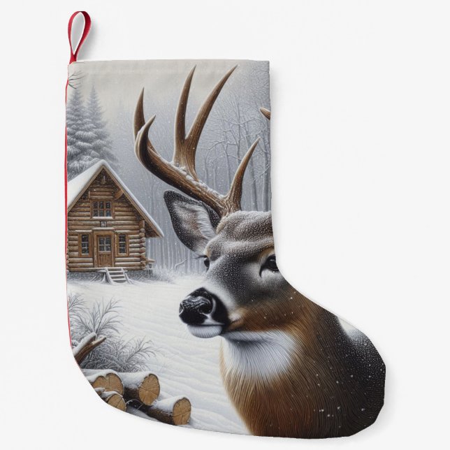Petite Chaussette De Noël Deer d'hiver/Buck art (Devant)