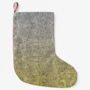 Petite Chaussette De Noël Dégradé de Parties scintillant argent et or tombé