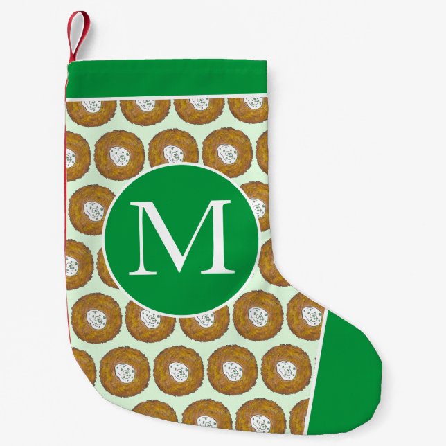 Petite Chaussette De Noël Délicieux Latkes Potato Pancakes Hanoukka Cuisine (Devant)