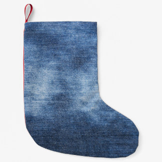 Petite Chaussette De Noël Denim Texture : Arrière - plan de tissu usé