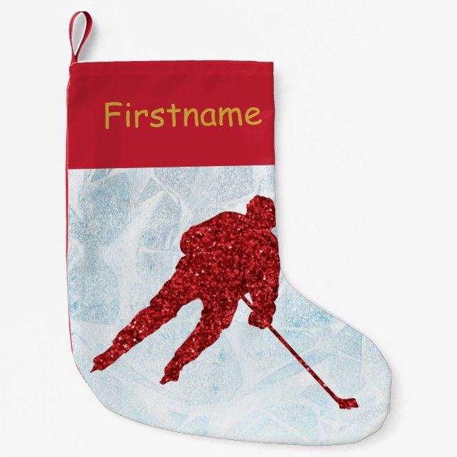Petite Chaussette De Noël Densité de Noël de hockey - Joueur de scintillemen (Devant)