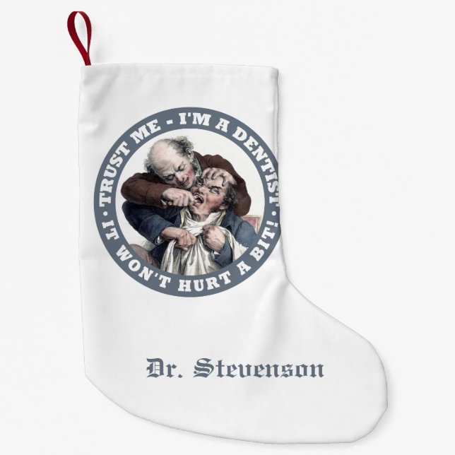 Petite Chaussette De Noël DENTIST humour personnalisé Nom de Noël ensemencem (Devant)