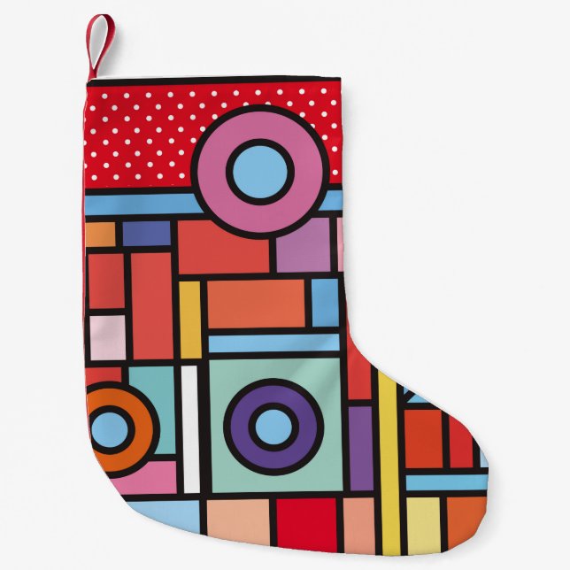 Petite Chaussette De Noël Des éléments géométriques tendance memphis design. (Devant)