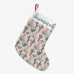 Petite Chaussette De Noël Desert Saguaro Cactus Succulents Motif PERSONNALIS