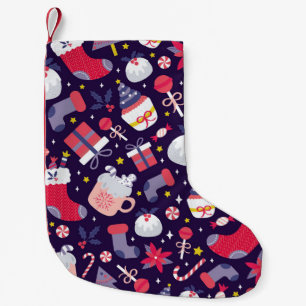 Petite Chaussette De Noël desserts de Noël, motif étoilé vintage.