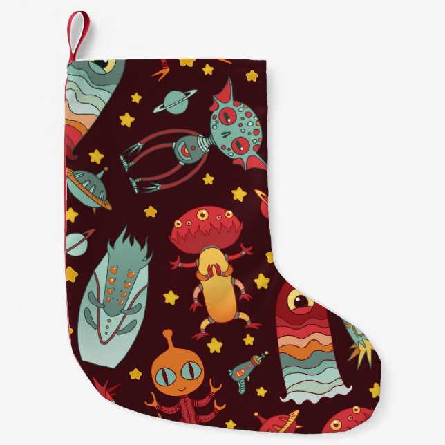 Petite Chaussette De Noël Dessin Alien : Espace Vintage (Devant)