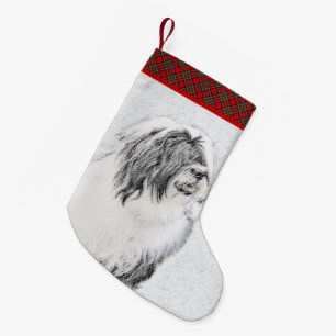 Petite Chaussette De Noël Dessin de collie à oreilles - Joli art original de