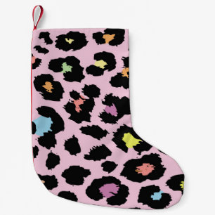 Petite Chaussette De Noël dessin de léopard sauvage coloré exotique dessiné
