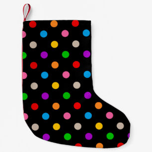 Petite Chaussette De Noël Dessin de points noirs colorés arc-en-ciel