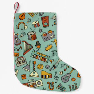 Petite Chaussette De Noël Dessin d'instruments de musique, motif transparent