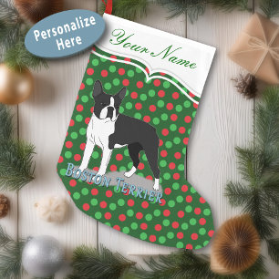 Petite Chaussette De Noël Dessin du chien de Boston Terrier
