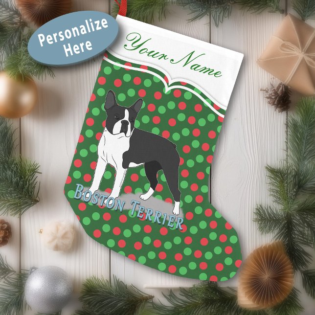 Petite Chaussette De Noël Dessin du chien de Boston Terrier (Créateur téléchargé)