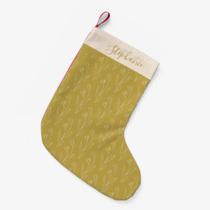 Petite Chaussette De Noël Dessin floral jaune élégant personnalisé