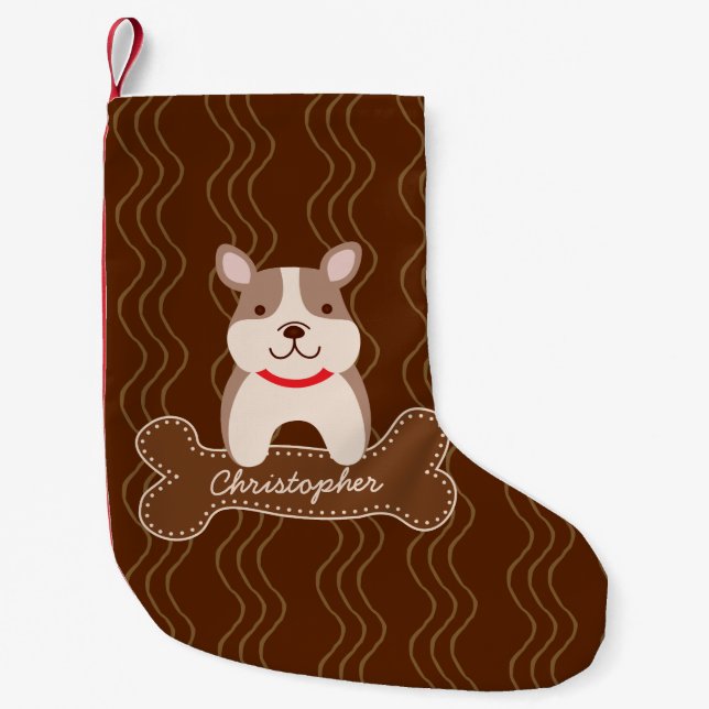 Petite Chaussette De Noël Dessin Français Bulldog mignon Chien de Chien de C (Devant)
