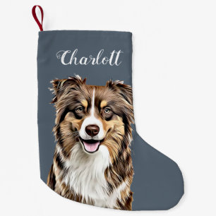 Petite Chaussette De Noël Dessin personnalisé Collie Chien personnalisé
