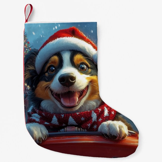 Petite Chaussette De Noël Dessous de verre australien à rouleaux de chien de (Devant)