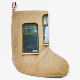PETITE CHAUSSETTE DE NOËL DEUX FENÊTRES EN VERRE DE CADRE GRIS