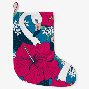 Petite Chaussette De Noël Deux flamants parmi les fleurs d'hibiscus et de pl