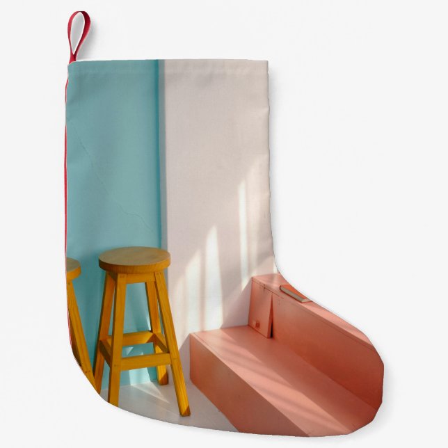 Petite Chaussette De Noël Deux tabourets de bar en bois jaune (Devant)