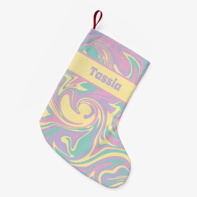 Petite Chaussette De Noël Déverser en rose, jaune, pourpre et vert (Devant (Accrochage))