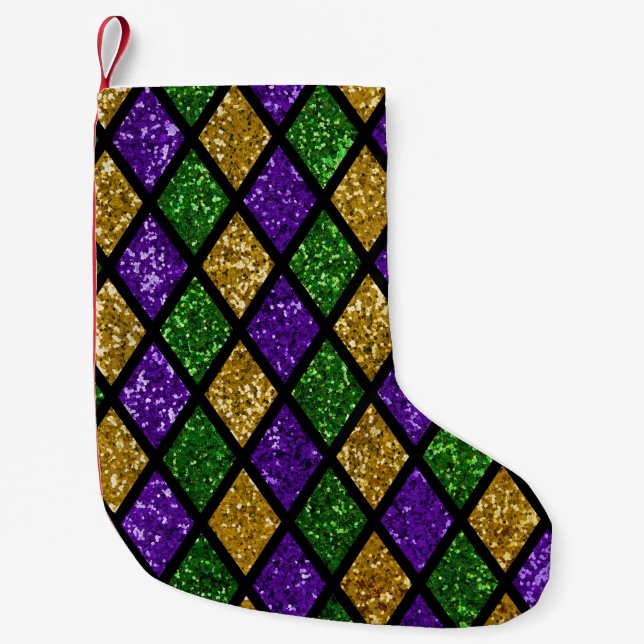 Petite Chaussette De Noël Diamants de paillettes scintillants, arrière - pla (Devant)