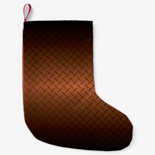 Petite Chaussette De Noël Diamondplate Look Motif noir à fond de cuivre