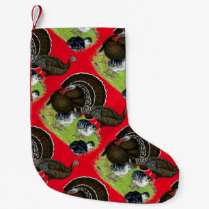 Petite Chaussette De Noël Dinde Famille Bronze Standard