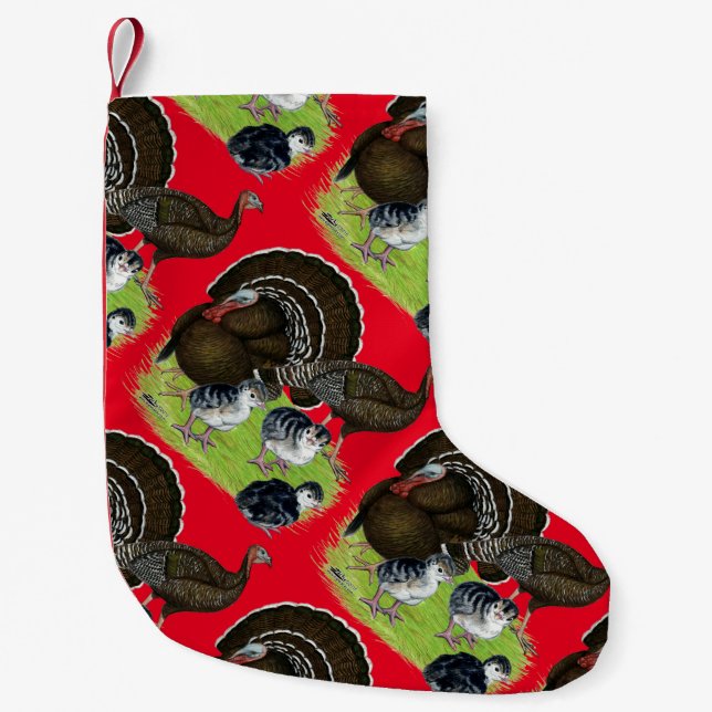 Petite Chaussette De Noël Dinde Famille Bronze Standard (Devant)