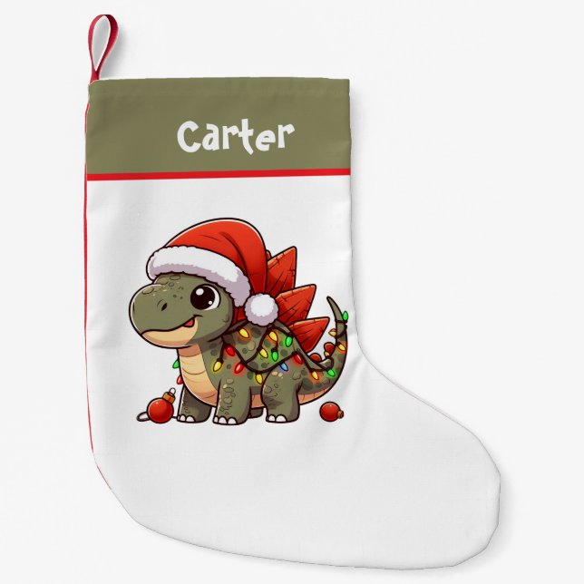 Petite Chaussette De Noël Dino de Noël bébé mignonne/Whimsical (Devant)