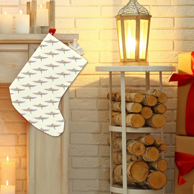 Petite Chaussette De Noël Dinosaur Père Noël Pterodactyl amusant enfants col (Christmas dinosaurs wearing santa hats pterodactyl flying dino pattern holiday stocking )