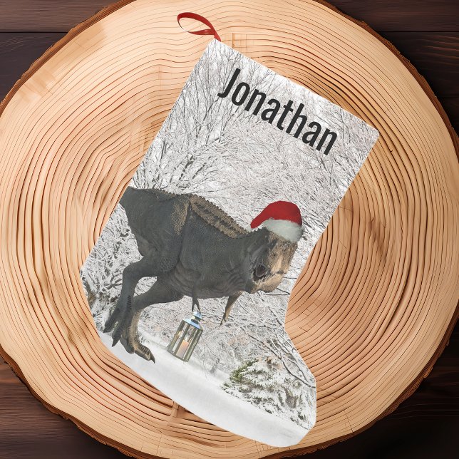 Petite Chaussette De Noël Dinosaur Père Noël Tyrannosaurus T-rex Nom Hiver (Créateur téléchargé)