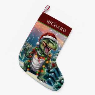Petite Chaussette De Noël Dinosaure de Noël ajouter nom