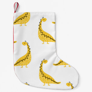 Petite Chaussette De Noël Dinosaure jaune sans couture motif. Drôle vintage