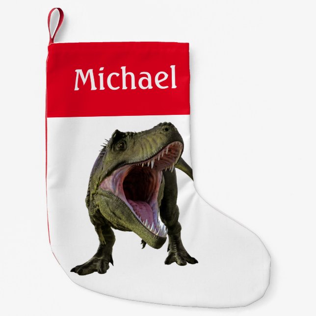 Petite Chaussette De Noël Dinosaure T-Rex Tyrannosaurus Personnalisé (Devant)