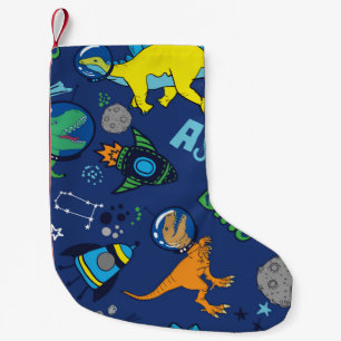 Petite Chaussette De Noël Dinosaures dans l'espace couleur dessinée à la m