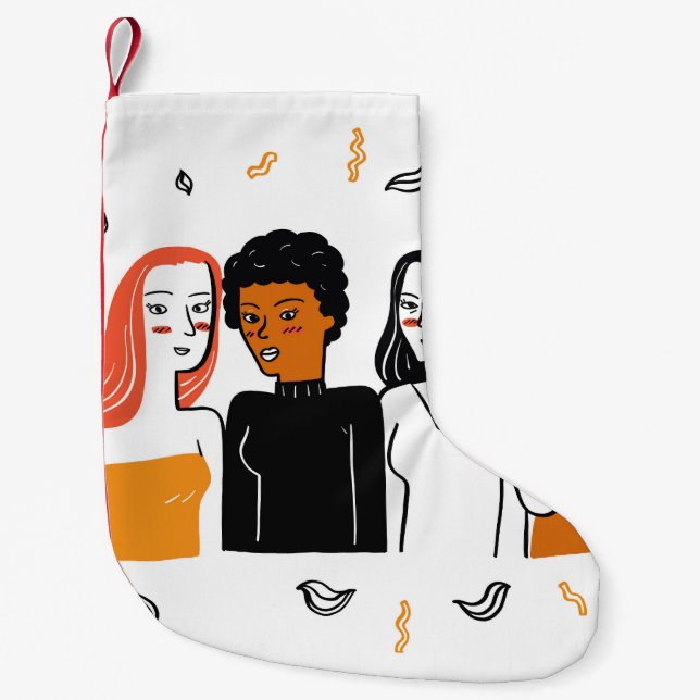 Petite Chaussette De Noël Diverses filles, diverses nationalités ensemble. (Devant)