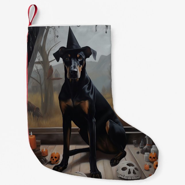 Petite Chaussette De Noël Doberman Citrouille Halloween effroi (Devant)