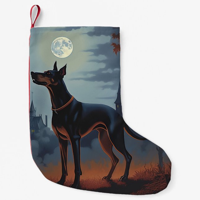 Petite Chaussette De Noël Doberman Halloween Épouvantable (Devant)
