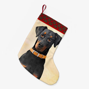 Petite Chaussette De Noël Doberman Pinscher Peinture non découpée Art origin