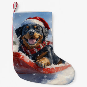 Petite Chaussette De Noël Dog Rottweiler dans la corniche laissez-vous neige