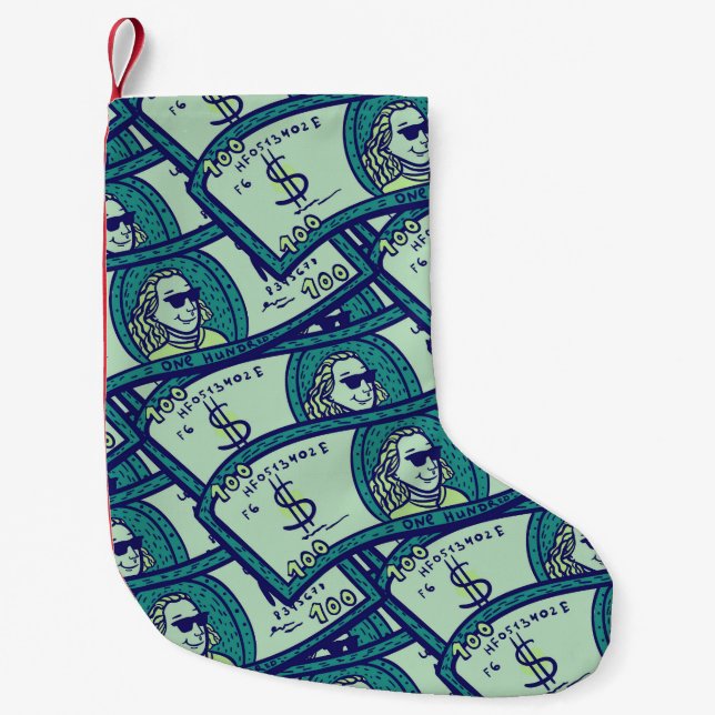 Petite Chaussette De Noël Dollar Billets : Motif d'argent transparent (Devant)