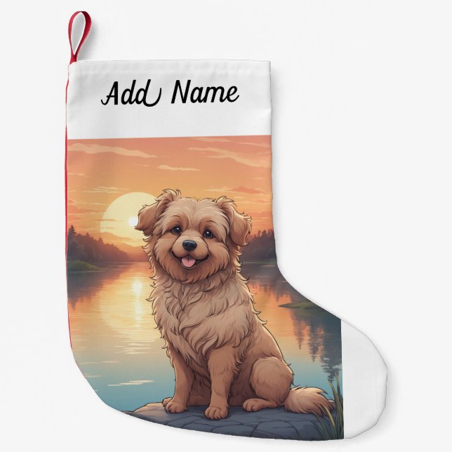 Petite Chaussette De Noël Doodle Chien (Devant)