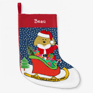 Petite Chaussette De Noël Doodle doré de Noël personnalisé Père Noël Sleigh